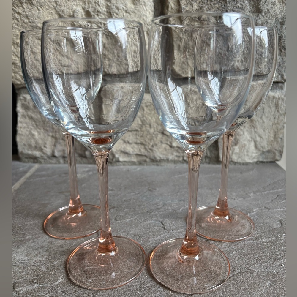 Vintage Luminarc Rose wine glass set of 5